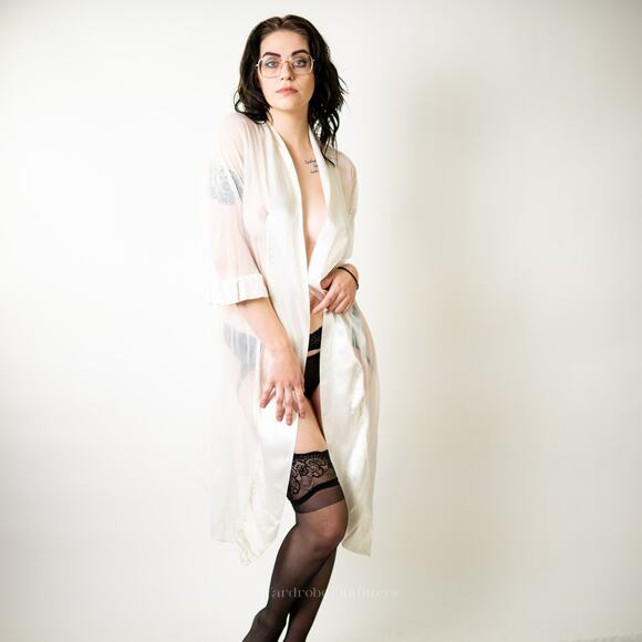 Vintage Other - Vintage 50s Chiffon Sheer Lace Housedress Robe Gown Lingerie